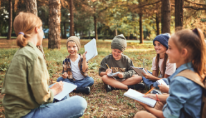 Group of children gathered together outside